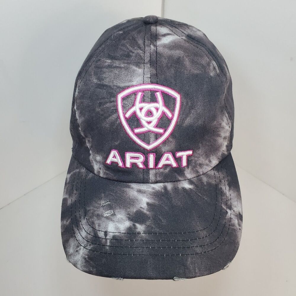 Ariat x Ponyflo Womens Black Pink Tie Dye Baseball Cap Adjustable Hook Loop